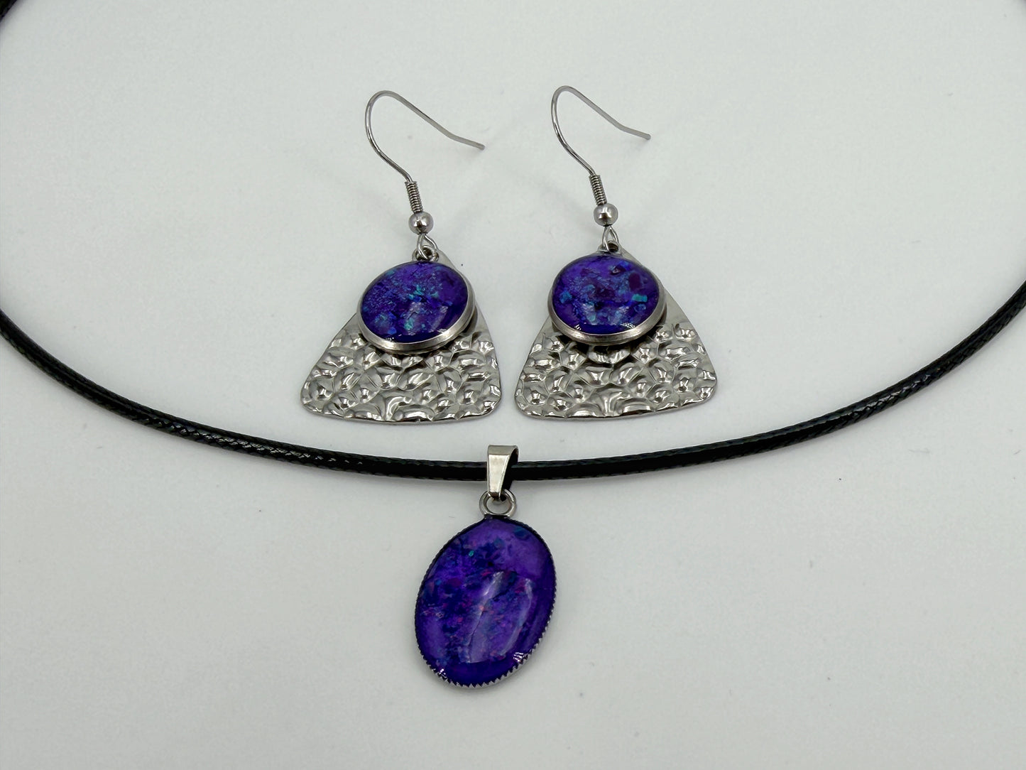 Schmuckset – Opaloptik Blau/Violett | Auslaufende Linie
